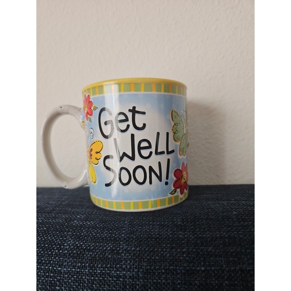 Burton & Burton get well soon  Mug with flowers and butterflies - Picture 1 of 6